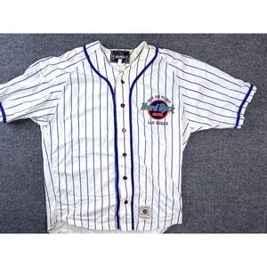 Vintage Hard Rock Hotel Las Vegas Baseball Jersey Pinstripe 90s Large White Blue